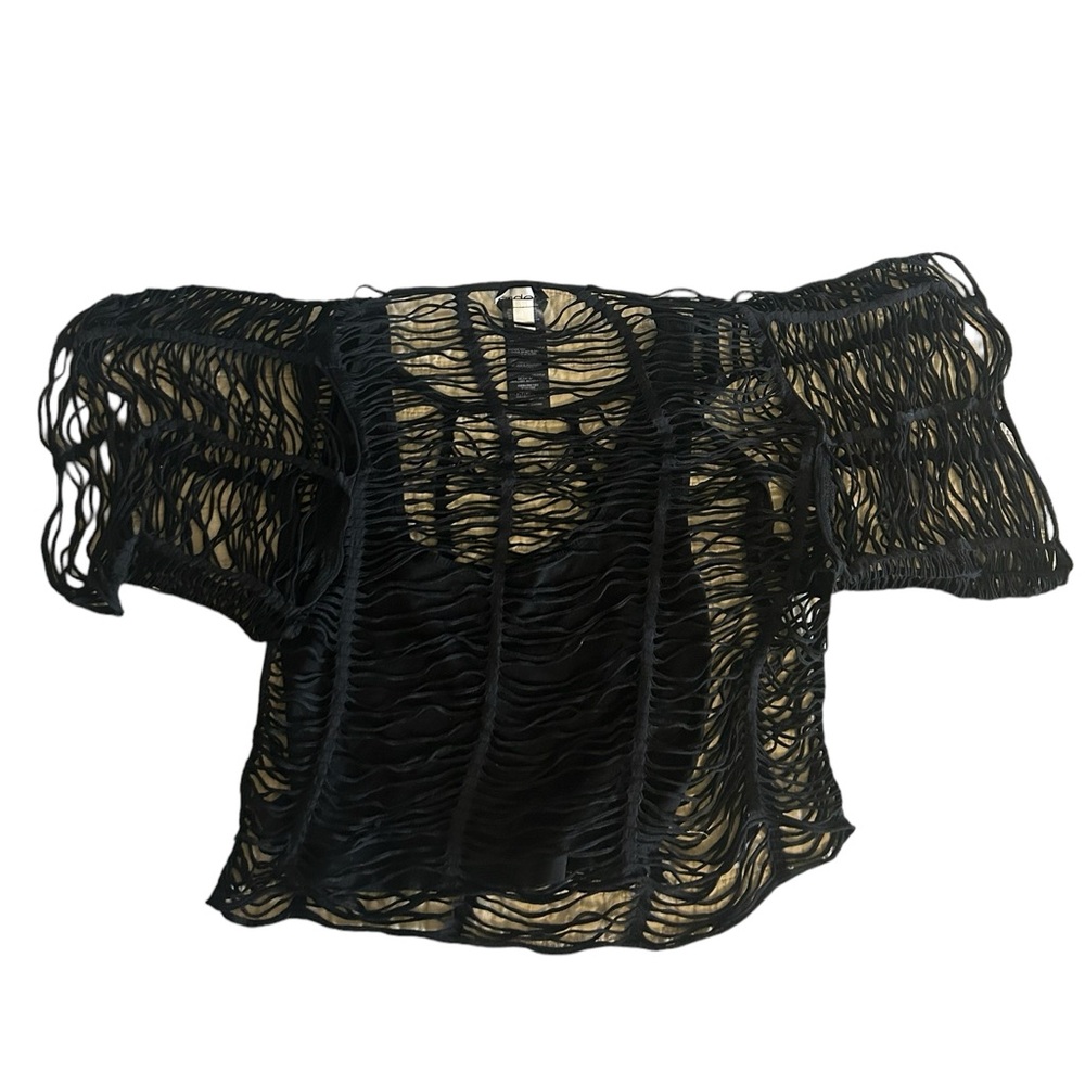 BEBE String Top Black With Attached Tank Top Underneath NWOT Size Small